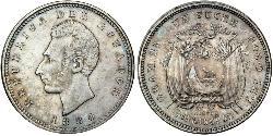 1 Сукре Эквадор (1830 - ) Серебро Сукре, Антонио Хосе (1795 - 1830)