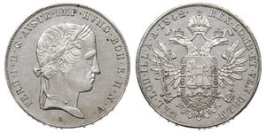 1 Талер Австрийская империя (1804-1867) Серебро Ferdinand I of Austria (1793 - 1875)