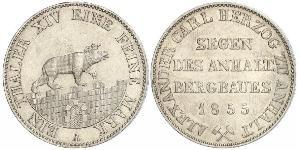 1 Талер Ангальт-Бернбург (1603 - 1863) Серебро Александр Карл ,герцог Ангальт-Бернбурга,(1805 – 1863)