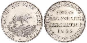 1 Талер Ангальт-Бернбург (1603 - 1863) Серебро Александр Карл ,герцог Ангальт-Бернбурга,(1805 – 1863)