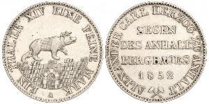 1 Талер Ангальт-Бернбург (1603 - 1863) Серебро Александр Карл ,герцог Ангальт-Бернбурга,(1805 – 1863)