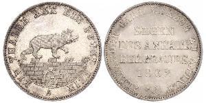 1 Талер Ангальт-Бернбург (1603 - 1863) Серебро Александр Карл ,герцог Ангальт-Бернбурга,(1805 – 1863)