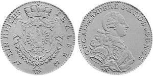 1 Талер Ансбах (княжество) (1398–1792) Серебро Charles Alexander, Margrave of Brandenburg-Ansbach (1736 – 1806)