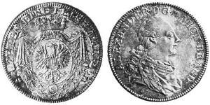 1 Талер Ансбах (княжество) (1398–1792) Серебро Charles Alexander, Margrave of Brandenburg-Ansbach (1736 – 1806)