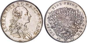 1 Талер Ансбах (княжество) (1398–1792) Серебро Charles Alexander, Margrave of Brandenburg-Ansbach (1736 – 1806)