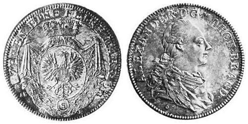 1 Талер Ансбах (княжество) (1398–1792) Серебро Charles Alexander, Margrave of Brandenburg-Ansbach (1736 – 1806)