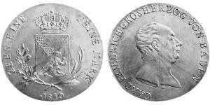 1 Талер Великое герцогство Баден (1806-1918) Серебро 