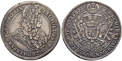 1 Талер Венгрия / Священная Римская империя (962-1806) Серебро Леопольд I (император Священной Римской империи)(1640-1705)