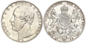 1 Талер Ганновер (королевство) (1814 - 1866) Серебро Георг V (король Ганновера) (1819 - 1878)