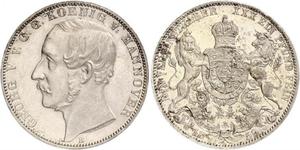 1 Талер Ганновер (королевство) (1814 - 1866) Серебро Георг V (король Ганновера) (1819 - 1878)