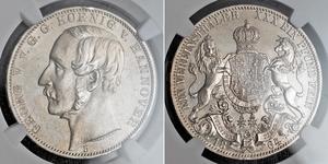 1 Талер Ганновер (королевство) (1814 - 1866) Серебро Георг V (король Ганновера) (1819 - 1878)