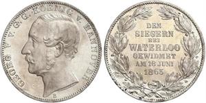 1 Талер Ганновер (королевство) (1814 - 1866) Серебро Георг V (король Ганновера) (1819 - 1878)