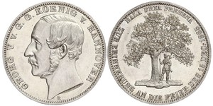 1 Талер Ганновер (королевство) (1814 - 1866) Серебро Георг V (король Ганновера) (1819 - 1878)