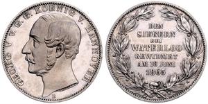 1 Талер Ганновер (королевство) (1814 - 1866) Серебро Георг V (король Ганновера) (1819 - 1878)