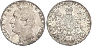 1 Талер Ганновер (королевство) (1814 - 1866) Серебро Георг V (король Ганновера) (1819 - 1878)
