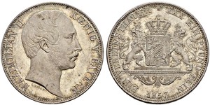 1 Талер Королевство Бавария (1806 - 1918) Серебро Максимилиан II (король Баварии)(1811 - 1864)