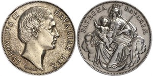 1 Талер Королевство Бавария (1806 - 1918) Серебро Людвиг II (король Баварии)(1845 – 1886)