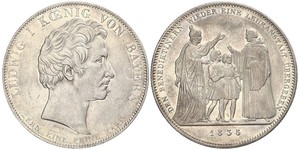 1 Талер Королевство Бавария (1806 - 1918) Серебро Людвиг I (король Баварии)(1786 – 1868)