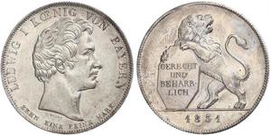 1 Талер Королевство Бавария (1806 - 1918) Серебро Людвиг I (король Баварии)(1786 – 1868)