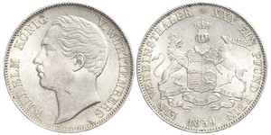 1 Талер Королевство Вюртемберг (1806-1918) Серебро Вильгельм I (король Вюртемберга)