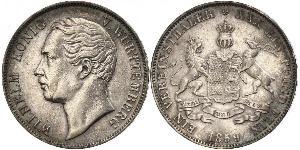 1 Талер Королевство Вюртемберг (1806-1918) Серебро Вильгельм I (король Вюртемберга)