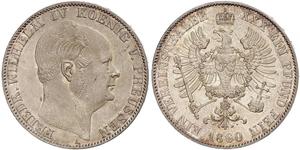 1 Талер Пруссия (королевство) (1701-1918) Серебро Фридрих Вильгельм IV (1795 - 1861)