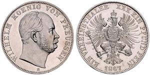 1 Талер Пруссия (королевство) (1701-1918) Серебро Wilhelm I, German Emperor (1797-1888)