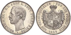 1 Талер Рейсс (старшей линии) (1778 - 1918) Серебро Heinrich XX, Prince Reuss of Greiz