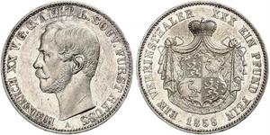 1 Талер Рейсс (старшей линии) (1778 - 1918) Серебро Heinrich XX, Prince Reuss of Greiz