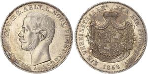 1 Талер Рейсс (старшей линии) (1778 - 1918) Серебро Heinrich XX, Prince Reuss of Greiz