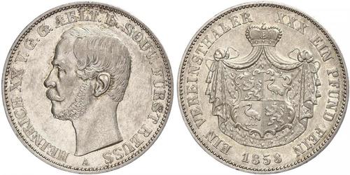 1 Талер Рейсс (старшей линии) (1778 - 1918) Серебро Heinrich XX, Prince Reuss of Greiz