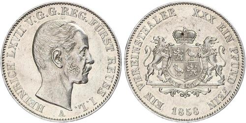 1 Талер Рейсс (старшей линии) (1778 - 1918) Серебро Heinrich LXVII, Prince Reuss Younger Line