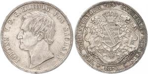 1 Талер Саксония (королевство) (1806 - 1918) Серебро Иоганн (король Саксонии)