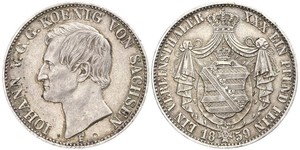 1 Талер Саксония (королевство) (1806 - 1918) Серебро Иоганн (король Саксонии)