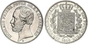 1 Талер Grand Duchy of Oldenburg (1814 - 1918) Срібло Peter II, Grand Duke of Oldenburg (1827 - 1900)
