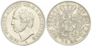 1 Талер Grand Duchy of Oldenburg (1814 - 1918) Срібло Август I (великий герцог Ольденбургу)