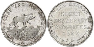 1 Талер Ангальт-Бернбург (1603 - 1863) Срібло Alexander Karl, Duke of Anhalt-Bernburg (1805 – 1863)