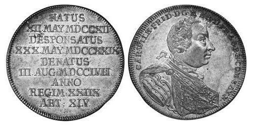 1 Талер Ансбах (1398–1792) Срібло Charles William Frederick, Margrave of Brandenburg-Ansbach (1712 – 1757)