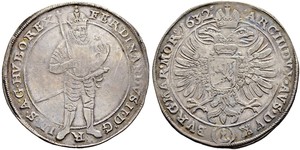 1 Талер Богемія Срібло Фердинанд II Габсбург(1578 -1637)