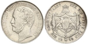 1 Талер Велике герцогство Баден (1806-1918) Срібло Frederick I, Grand Duke of Baden (1826 - 1907)