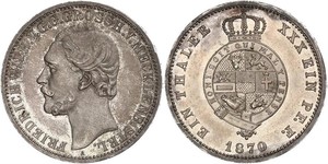 1 Талер Герцогство Мекленбург-Шверин (1352-1918) Срібло Frederick William, Grand Duke of Mecklenburg-Strelitz