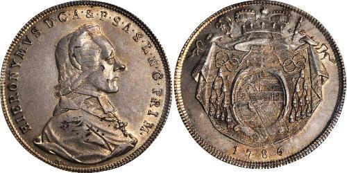 1 Талер Зальцбург (1328 - 1803) / Австрія Срібло Count Hieronymus von Colloredo (1732 - 1812)