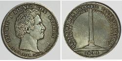 1 Талер Королівство Баварія (1806 - 1918) Срібло Людвиг I (король Баварії)(1786 – 1868)