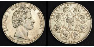 1 Талер Королівство Баварія (1806 - 1918) Срібло Людвиг I (король Баварії)(1786 – 1868)