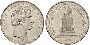 1 Талер Королівство Баварія (1806 - 1918) Срібло Людвиг I (король Баварії)(1786 – 1868)