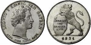 1 Талер Королівство Баварія (1806 - 1918) Срібло Людвиг I (король Баварії)(1786 – 1868)