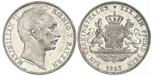 1 Талер Королівство Баварія (1806 - 1918) Срібло Максиміліан II (король Баварії)(1811 - 1864)