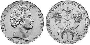 1 Талер Королівство Баварія (1806 - 1918) Срібло Людвиг I (король Баварії)(1786 – 1868)