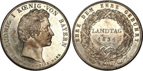 1 Талер Королівство Баварія (1806 - 1918) Срібло Людвиг I (король Баварії)(1786 – 1868)
