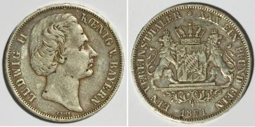 1 Талер Королівство Баварія (1806 - 1918) Срібло Людвіг II (король Баварії)(1845 – 1886)